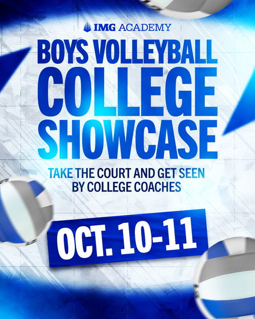 Ready to take the next step in your volleyball journey? 📈
 
Join us October 10–11 for the IMG Academy Boys Volleyball College Showcase and compete in front of college coaches from across the country.
 
Register at https://www.imgacademy.com/sport-camps/boys-volleyball-camp 