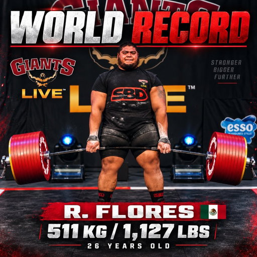 26 YEARS OLD. 511KG / 1,127LBS. WORLD RECORD. 🤯

Darren Sadler &amp; @giantslivewsm told me this kid was one to watch.

Eddie set the standard. Thor moved it.

Raúl “Tayzon” Flores just moved it again.

Strongman has a MONSTER. 💪🔥 