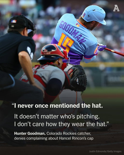 Colorado Rockies catcher Hunter Goodman denied he said anything to umpire Doug Eddings about St. Louis Cardinals reliever Hancel Rincon’s cap.

On Friday night, Rincon was making his MLB debut when Eddings instructed Cardinals catcher Leo Bernal to tell Rincon to straighten his hat. Later in the inning, Cardinals manager Oli Marmol approached Eddings and was tossed.

https://t.co/wZ4XamIRZW