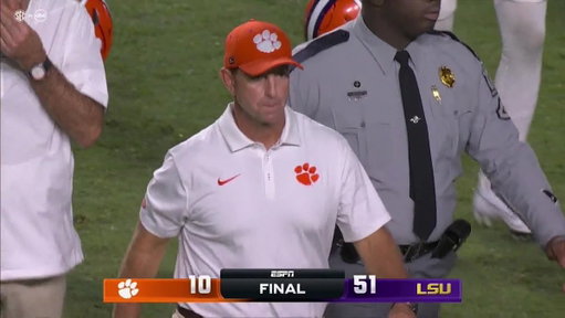 Clemson’s 41-point loss marks the largest margin of defeat of Dabo Swinney’s career 😳 