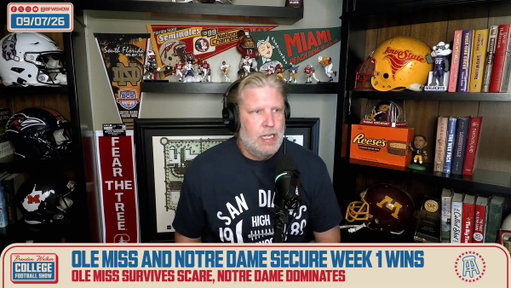 "They have a defensive minded head coach, and their defense was terrible....Lane Kiffin's gotta be licking his chops." 

-@BFW on Ole Miss's performance in week 1

"Lane's gonna try to drop 70 in that (Sept 19) game."

- @Blutman27 