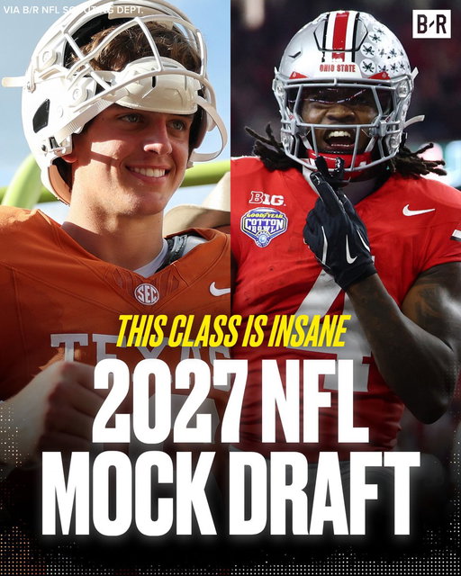 2027 NFL MOCK DRAFT 🚨 

3) NYJ: QB Arch Manning
4) CLE: QB Dante Moore
8) ATL: QB CJ Carr
24) HOU: RB Ahmad Hardy
29) BAL: RB Kewan Lacy

FULL DRAFT HERE: https://t.co/1F8vhJtdON 