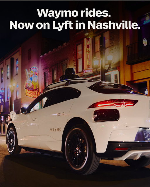 Hey, Music City! 👋 @Waymo rides are now available on the Lyft app. Starting today, riders in Nashville can be matched with fully autonomous Waymo vehicles via the Lyft app, with availability set to grow in the weeks ahead.

Read more: https://www.lyft.com/autonomous/waymo 