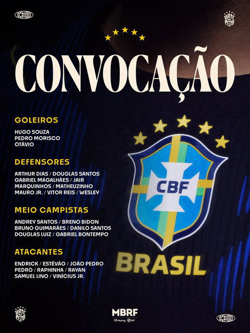 26 CONVOCADOS! 🇧🇷

A Seleção está pronta para novos desafios: dois jogos contra a Austrália e o primeiro confronto da história contra a Índia.

25/09 | Austrália
29/09 | Austrália
03/10 | Índia

ISSO É BRASIL! 🇧🇷
#BateNoPeito 