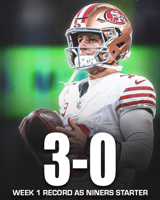 Brock Purdy has never lost as the Week 1 starter for the Niners 🤯 