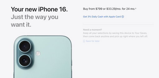 Fun fact: Apple is now selling the iPhone 16 (yes SIXTEEN) for $799

60Hz Display...128GB storage...in 2026 😅 