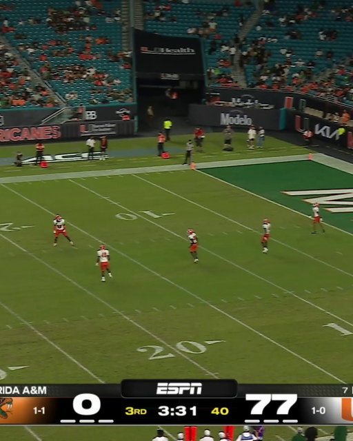 With Miami leading Florida A&amp;M 77-0 in the third, the coaches agreed to shorten the 4th quarter to 10 minutes. 