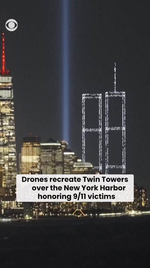 Drones recreated the Twin Towers above New York Harbor on Wednesday to honor the victims of the 9/11 terrorist attacks.

The display used 2,977 lights, one for each person killed in the attacks 25 years ago, organizers said. 