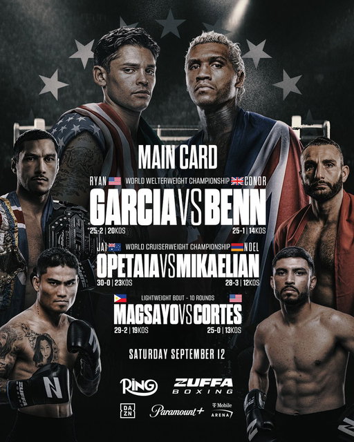Ryan Garcia takes on Conor Benn in Vegas. Saturday night. Who you got? #GarciaBenn #ZuffaBoxing 