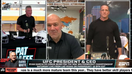 "There's a big fight vibe in Vegas right now for Ryan Garcia and Conor Benn..

Everybody has made weight and it's time to fight"

@danawhite #PMSLive 