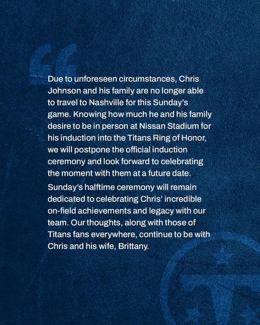 Statement from the Tennessee Titans 