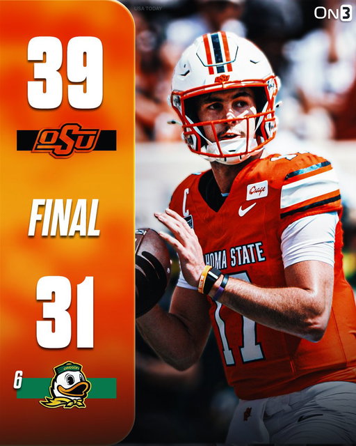 NEW-LOOK OKLAHOMA STATE STUNS NO. 6 OREGON IN STILLWATER🤠

https://t.co/cT2UzFakSu 