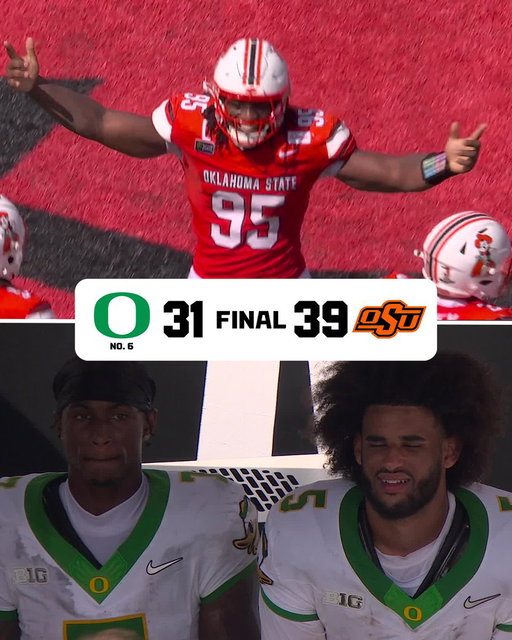OKLAHOMA STATE UPSETS NO. 6 OREGON IN STILLWATER 😱

The Cowboys were 24.5-point underdogs 😳 