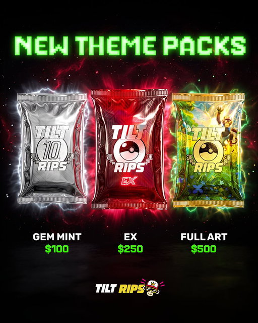 Our new Pokémon theme packs are live!

You can now chase Gem Mints, ex cards, and Full Arts from our dedicated packs ✨

PS, there's a huge selection of vintage cards to pull 👀 