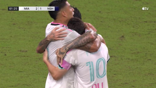 Messi. Left foot. 20 yards out. 🐐

Miami takes the lead on Nashville! 
