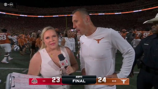 Steve Sarkisian is ready to celebrate after taking down No. 1 Ohio State🤘😂

(via ABC)  