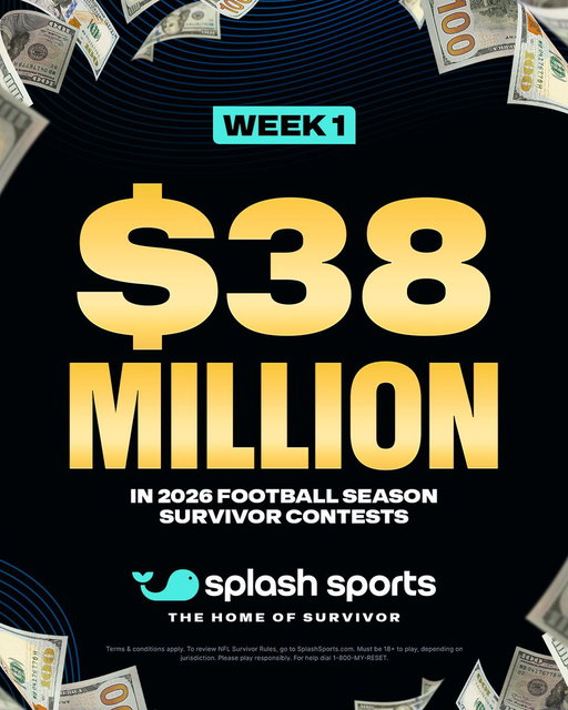 A NEW ERA OF SURVIVOR IS HERE. 🐳

$38 MILLION in 2026 football season Survivor contests on Splash to start the season. 💰

The Home of Survivor. 🏈 