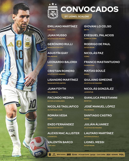 #SelecciónMayor Lista de convocados para los próximos amistosos 🇦🇷

📝 https://www.afa.com.ar/es/posts/lista-de-convocados-para-los-proximos-amistosos 