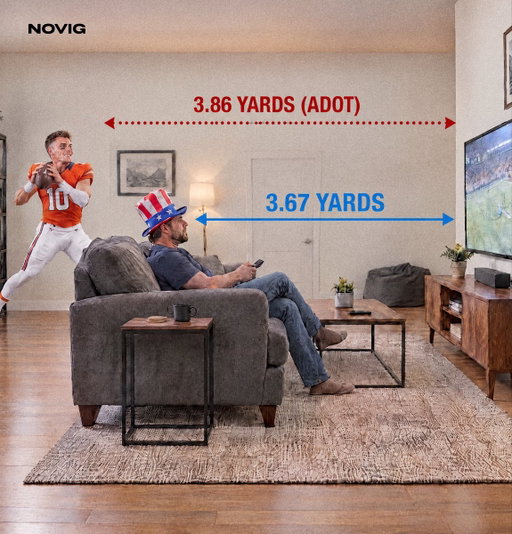 Bo Nix had an Average Depth of Target of 3.86 yards in week 1. 

For reference: the average American watches TV from about 3.67 yards away. 