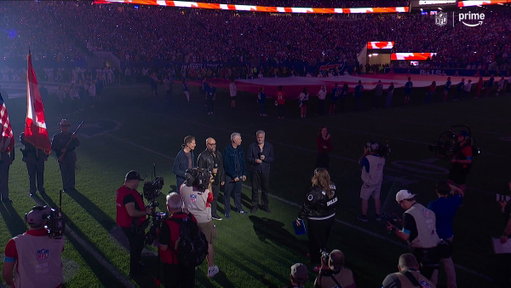 The Bills played both the Canadian and U.S. anthems for the first time to open Highmark Stadium. 