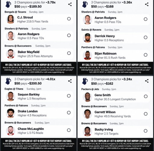 Sunday 1pm NFL. 4pm will be posted after 1pm games start. Our TNF rescue pick for Moore is here and a td pick also. Let's have another great sunday!
 Use code ZIRK and get up to $1000 in bonus funds and the Keep Your Million Bonus!
https://play.underdogsports.com/vgwg/p-zirk
#UDpartner 