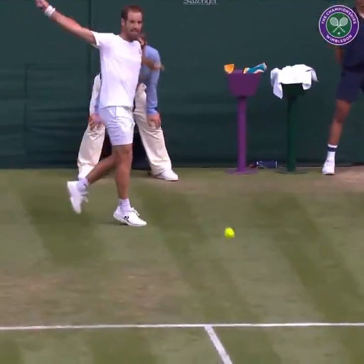 Richard Gasquet doing absolute magic with his backhand against Roger Federer on Centre Court. 

