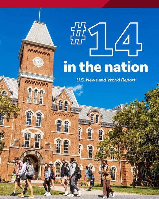 We're climbing the ranks! 📈 @USNews named Ohio State as #1 in Ohio and #14 in the nation among public universities in the 2027 Best Colleges rankings.
 
“These rankings highlight the academic excellence across Ohio State. We are proud of the hard work and exceptional talent of our faculty, students and staff who support these nationally recognized programs.” - President Ravi V. Bellamkonda