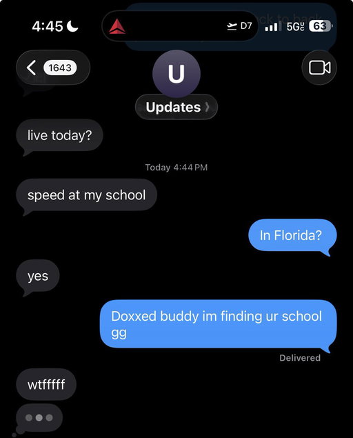 Someone find out what school speed was at today in Florida. Then we look at all the students 300+ lbs in the year books. That’s how we will find updates identity 