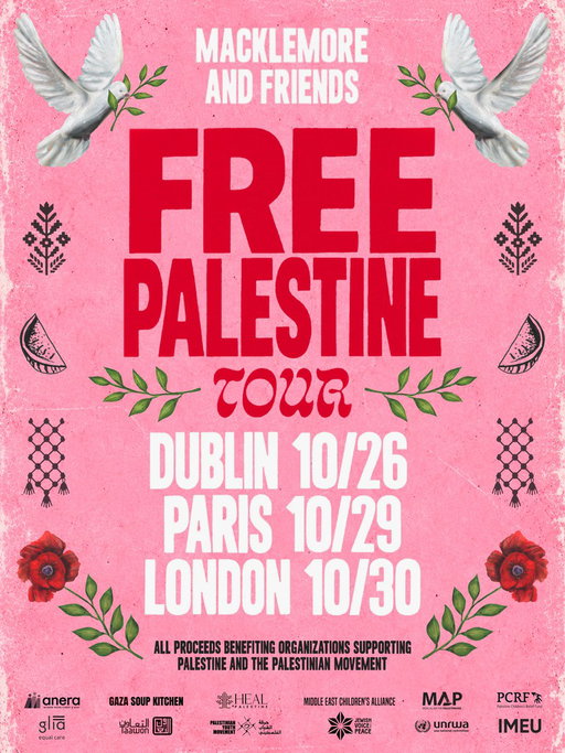 Macklemore has announced his Free Palestine Tour today, following his removal from the remaining dates of Ed Sheeran’s Loop Tour. The run will begin in Dublin on Oct. 26 before heading to Paris on Oct. 29 and London on Oct. 30, with U.S. dates and additional artists still to be announced. All proceeds will benefit organizations supporting Palestinians.

“What happened to me is bigger than one artist or one stage,” Macklemore wrote while announcing the tour, arguing that wealthy venue owners should not be able to determine which political messages artists can express onstage.

Macklemore previously said New England Patriots owner Robert Kraft helped push for his removal from Sheeran’s tour after his pro-Palestinian remarks at MetLife Stadium. Kraft confirmed that Gillette Stadium would not allow Macklemore to perform there, saying his decision was based on what he described as Macklemore’s recent actions and a history of rhetoric and imagery he considered offensive to the Jewish community. Sheeran later said Macklemore’s removal was ultimately made by the tour promoter.