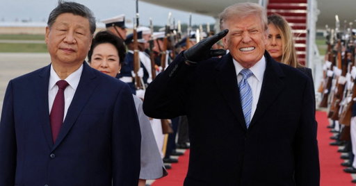 Trump’s week keeps getting worse. At 1 a.m., a judge he appointed tore apart his press ban and ordered the White House to hand the passes back. By 6 a.m., reporters were still standing outside the gate, and one watched a Secret Service agent take her badge again. Some of Trump’s outside advisers are now pushing him to take over the midterms, and a friend who’s known him since military school told the Atlantic his choices come down to “martial law, or step aside.” Then Xi Jinping landed in Washington holding China’s grip on Iran’s oil, Russia’s war economy and the world’s critical minerals, plus a set of American F-35 parts China still hasn’t returned. And when two B-1 bombers roared over the welcome ceremony, Trump shut his eyes and winced while Xi stood completely still. The internet noticed. Read it all in the Really American Substack: https://t.co/fxyoDPTJeX