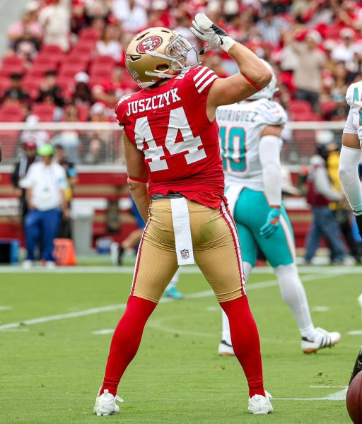 NEW: Kyle Juszczyk has been fined nearly $15,000 by the NFL for celebrating with a fake beer chug.

In the league's letter to him: “Your imitation of chugging  a beer constituted an offensive demonstration and could reasonably be construed as being in poor taste.” 