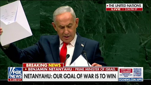 "This is a communications device, Starlink, that allows people to access truth, to exercise choice, to exercise freedom of thought and freedom of speech."

Israeli Prime Minister Benjamin Netanyahu holds up a Starlink device at the United Nations as he takes aim at the Iranian government's restrictions on internet access.

"I'm going to leave this device with you so you can give it to the Iranian delegation. So when they inevitably defect, they too will be able to freely tell their story on social media."