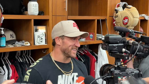 Kyle Juszczyk used a jug labeled “not beer” to make it clear what he intended with his celebration on Sunday 