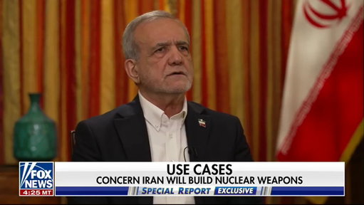 "Do you want a nuclear bomb or not?"

@BretBaier cuts to the chase in an exclusive interview with Iranian President Masoud Pezeshkian, directly questioning the leader about his country's nuclear ambitions.

"Not at all. Not at all," Pezeshkian responds, insisting Iran does not seek nuclear weapons and saying Tehran was willing to dilute the material.

When asked why Iran needed uranium enriched to 60%, Pezeshkian claimed "it's not a big deal" to dilute the material.

@SpecialReport