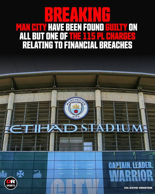 🚨 𝐁𝐑𝐄𝐀𝐊𝐈𝐍𝐆: Manchester City have been found guilty of most charges relating to breaches of Premier League financial rules. 🤯

Sanctions have not yet been decided as the process is still ongoing.🫡 