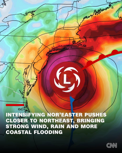 An intensifying early-season nor'easter is set to slam the Northeast this weekend with a prolonged stretch of strong wind, soaking rain and coastal flooding. More than 40 million people will feel the storm's impact through Sunday. Track it with our experts in the CNN Weather app. https://t.co/4dhj824XQQ