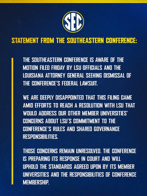 Statement from the Southeastern Conference: 