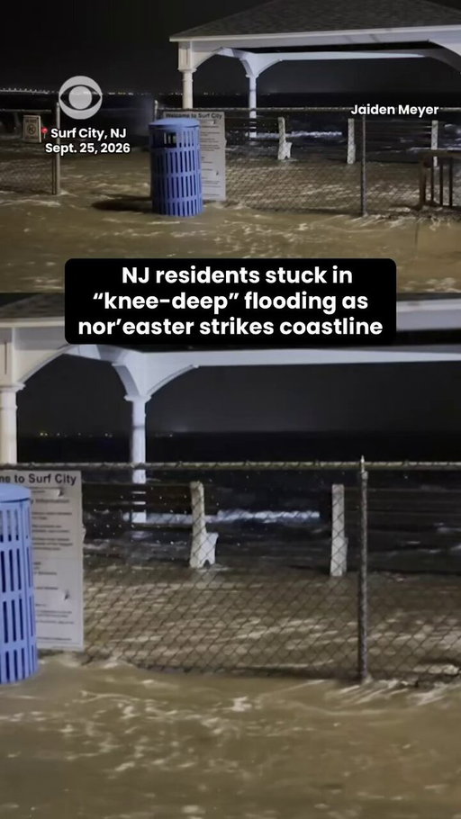 Floodwaters covered parts of Long Beach Island, New Jersey, as a powerful nor’easter battered the East Coast.

The storm brought coastal flooding as officials declared a state of emergency with voluntary evacuations recommended for some residents along the shore. 