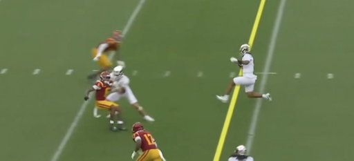 There are a lot of times when a QB slides that a defender is caught in no man's land because they can't defy time and space, but Desman Stephens is standing, shoulders square when Moore is already in his slide. He lowered and went in anyway. 