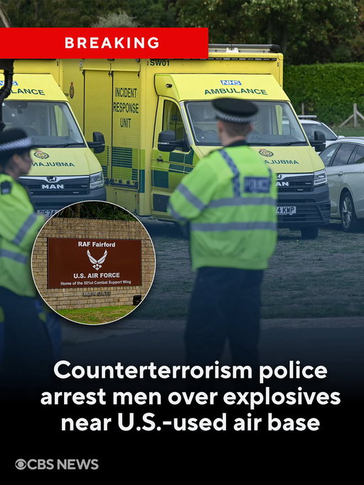 Several men have been arrested on suspicion of preparing a terrorist act in a village near a Royal Air Force base used by U.S. bombers, British counterterrorism police said Sunday. 