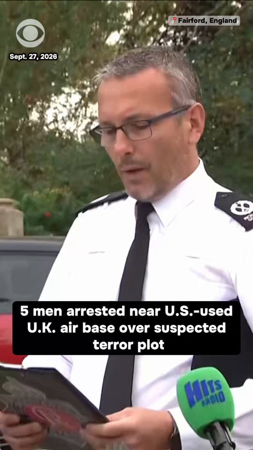 British counterterrorism police said Sunday that they are investigating after several men were arrested on suspicion of preparing a terrorist act in a village near a Royal Air Force base, which is used by U.S. bombers. 