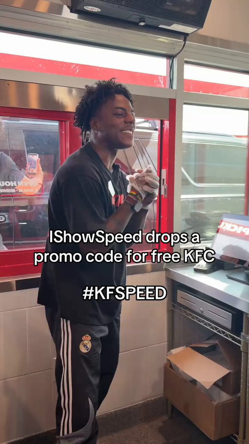 use promo code KFSPEED to redeem a free bucket on @ishowspeedsui 🙏 