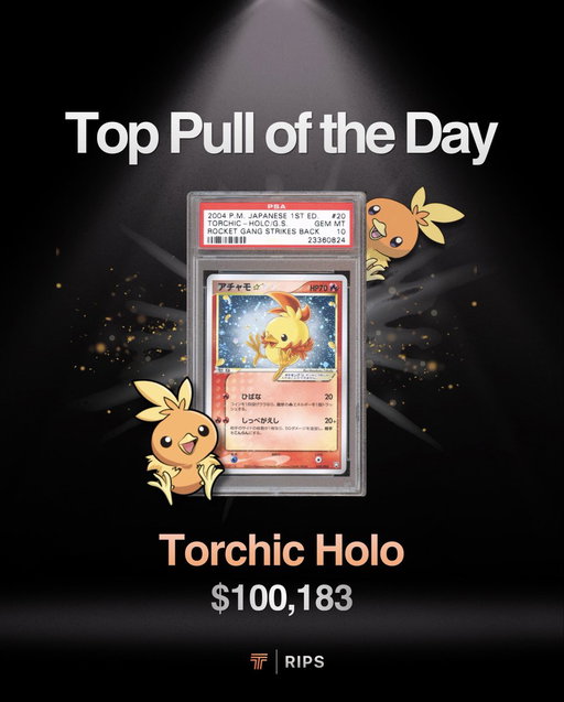 Torchic Holo, 2004 Japanese Rocket Gang Strikes Back, PSA 10 valued at $100,183 was pulled from a $5,000 Master Pack Today! 👀 💥 
