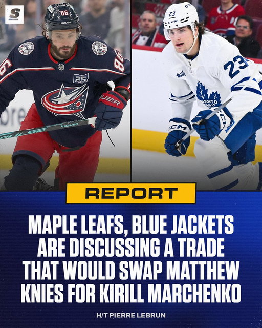 The Leafs are reportedly are working on a deal to send Matthew Knies to Columbus. 🚨

The deal would bring Kirill Marchenko to Toronto along with other pieces. 👀 
