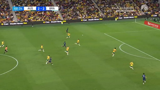 Bruno Guimarães fires Brazil back into the lead! 🇧🇷

The Arsenal midfielder gets his fourth international goal, finishing off a pinpoint pass from Endrick 👏

Watch #AUSvBRA live and exclusive on Paramount+ 📺 