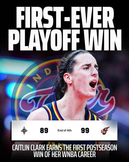 THE WAIT IS OVER. Caitlin Clark has won her first career WNBA playoff game. 🔥

0-3 no more. 
