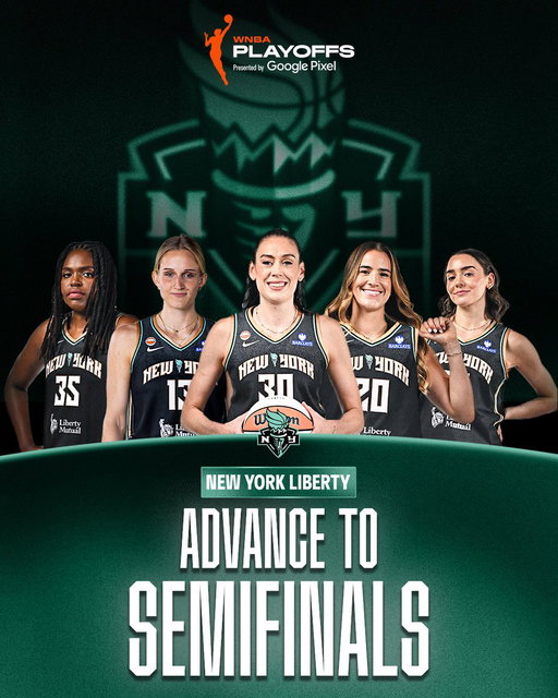 🗽 THE @NYLIBERTY ARE SEMIFINALS BOUND 🗽 

The Liberty advance after defeating the Lynx 2-0 in the First Round.

2026 WNBA Playoffs presented by @madebygoogle 