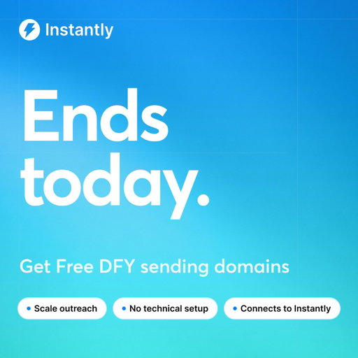 Scaling cold email usually means buying + setting up more sending domains.

Today, you can skip both.

Free .com + .org domains for the first year, fully configured for Instantly.

Ends today at 23:59 EST -> https://instantly.ai/ 
