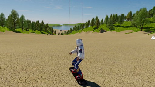 Iterating on the new snowboard vehicle physics with GPT-6 Astra.  Model by @UncleBitcoin.
Def needs some thrown up particles now when carving. 