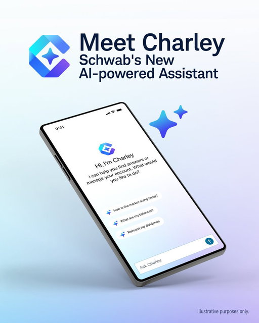 Introducing Charley – Schwab's new AI-powered assistant. Coming soon to the Schwab mobile app and https://schwab.com/, Charley will answer questions, help with select tasks, and connect you with a Schwab representative as needed. More here: https://brnw.ch/21x64aS 